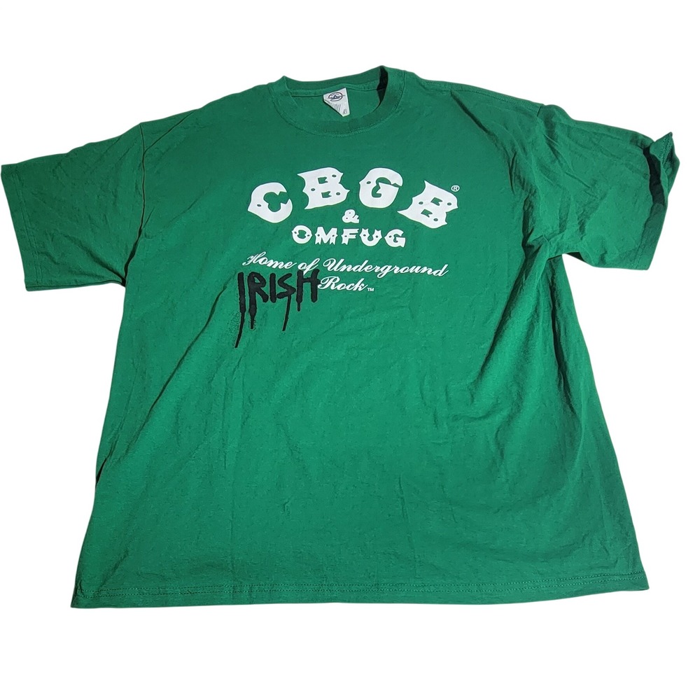 CBGB OMFG Irish Rock Graphic T-Shirt Green Mens XL Delta Magnum Weight Punk Tee